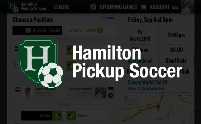 Hamilton Pickup Soccer Website project screenshot