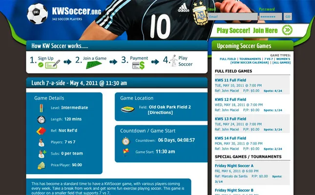 KW Soccer Apr 2011 Re-Design project screenshot