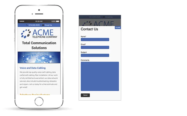 ACME Telephone - Mobile Website project screenshot