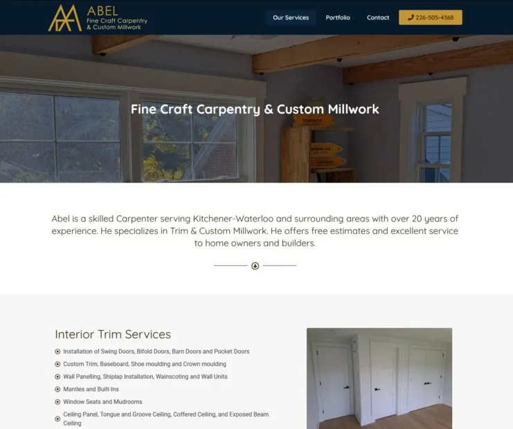 Abel Fine Carpentry Website project screenshot