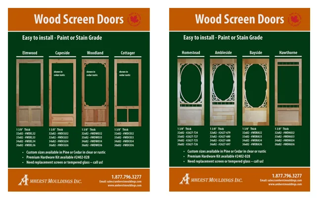 Amherst Mouldings Wood Screen Doors Product Sheet project screenshot