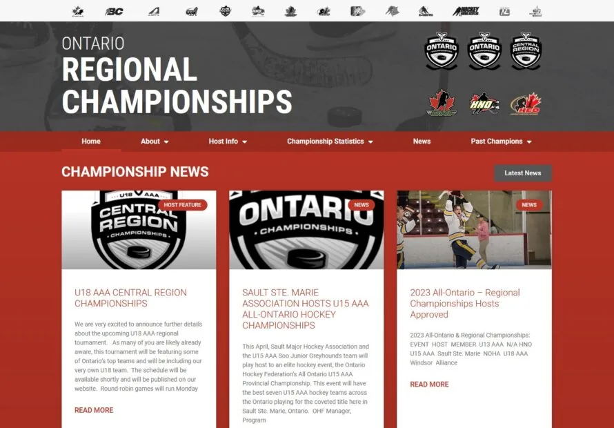 Ontario Regional Hockey Championships Website project screenshot