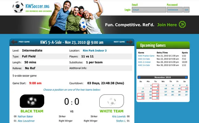 KW Soccer Nov 2010 Re-Design project screenshot