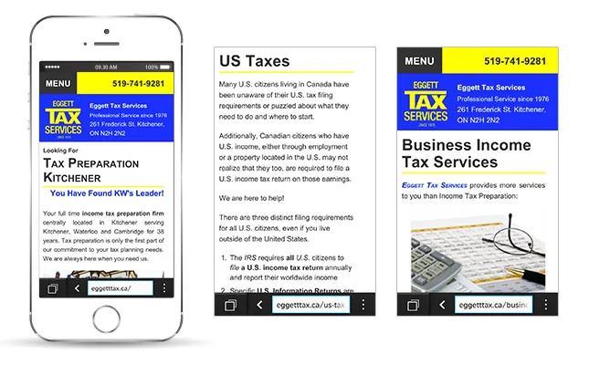 Eggett Tax Services Mobile Website project screenshot