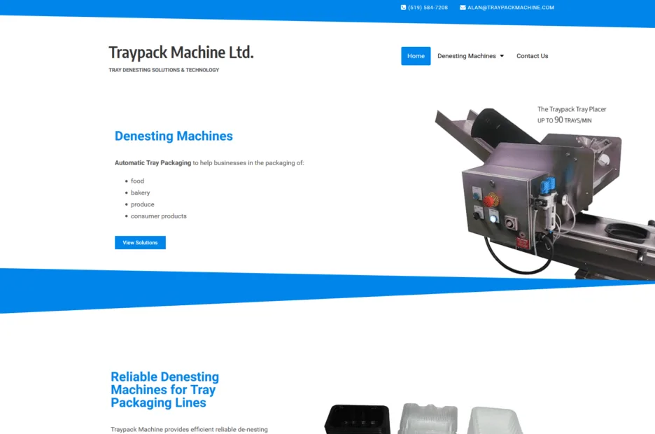 Traypack Machine Website project screenshot