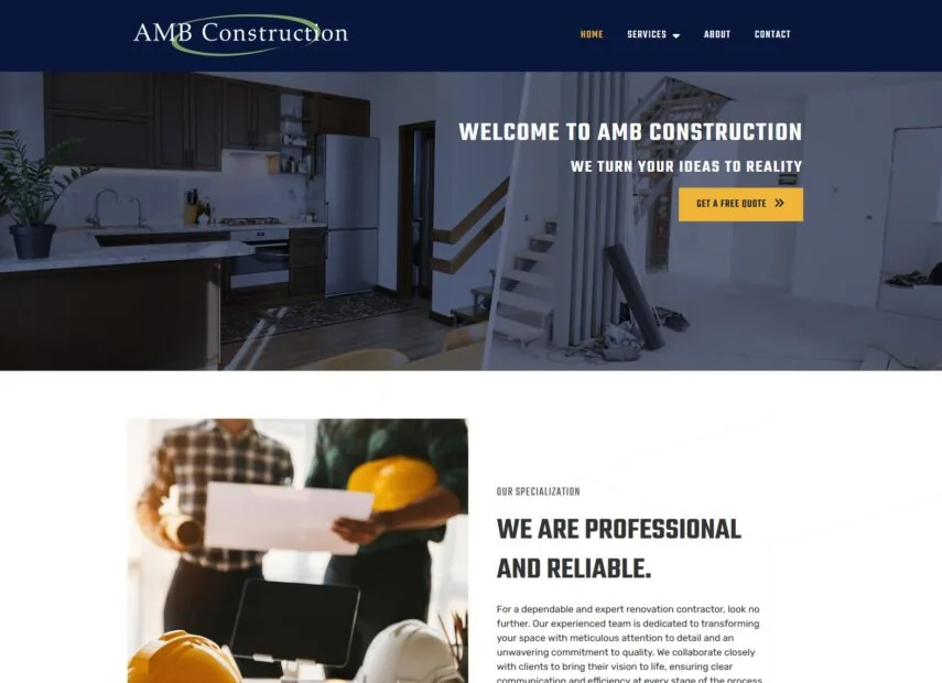 AMB Construction Ltd. - Website in Kitchener project screenshot