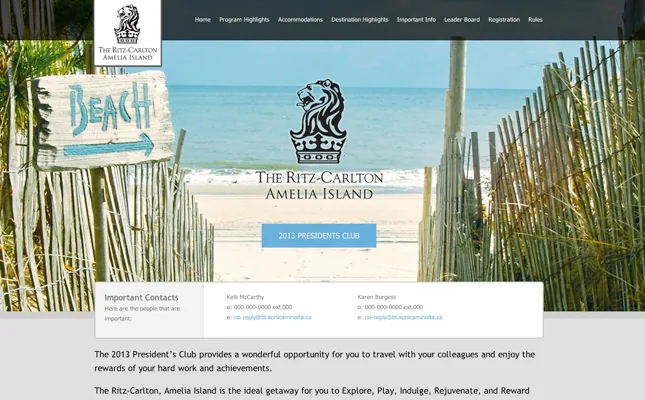 Ritz Carlton Amelia Island Travel Package Website project screenshot