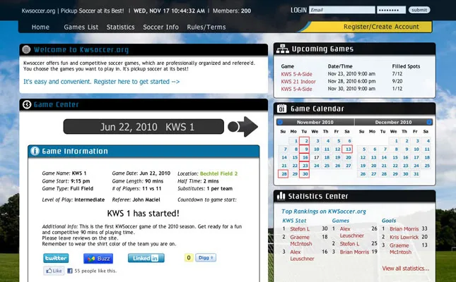 KW Soccer June 2010 Re-Design project screenshot
