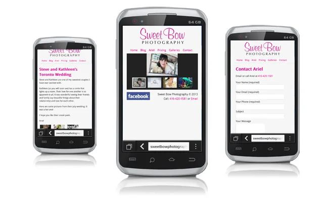 Sweetbow Photography Mobile Website project screenshot