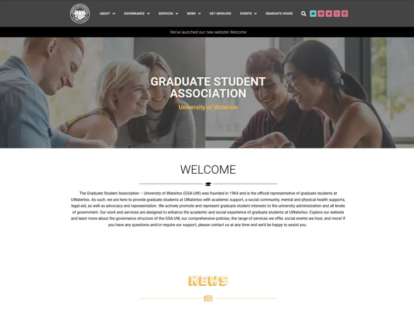 Graduate Student Association - University of Waterloo project screenshot