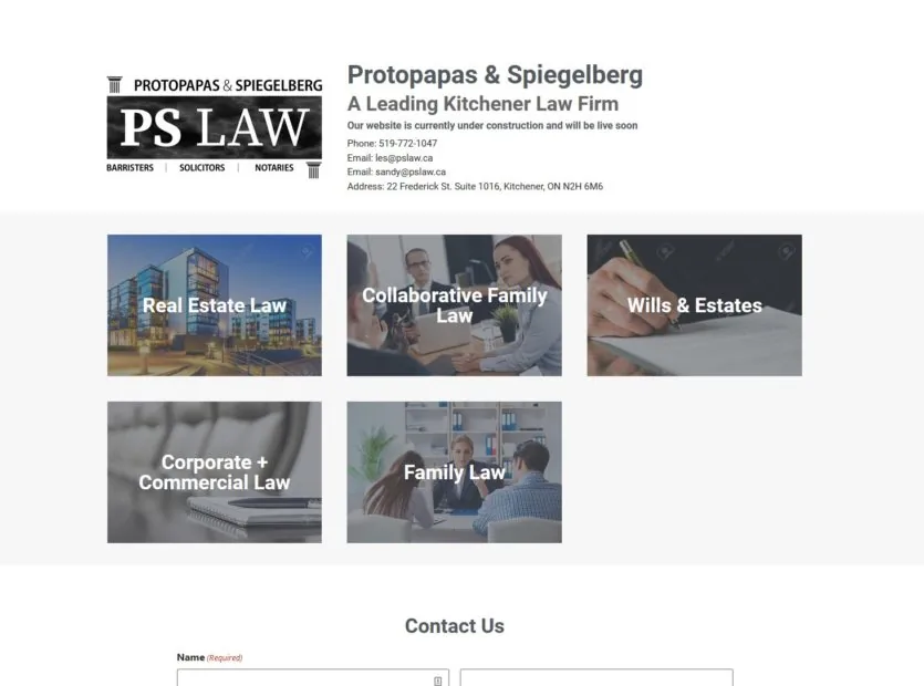 Protopapas & Spiegelberg - A Leading Kitchener Law Firm project screenshot