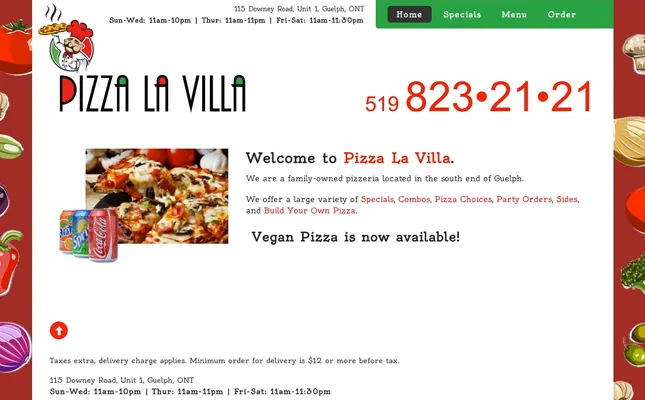 Pizza La Villa project screenshot
