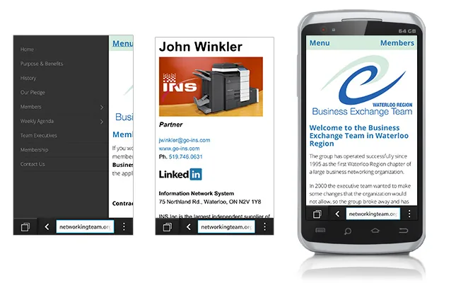 Waterloo Region Business Exchange Team Mobile Website project screenshot