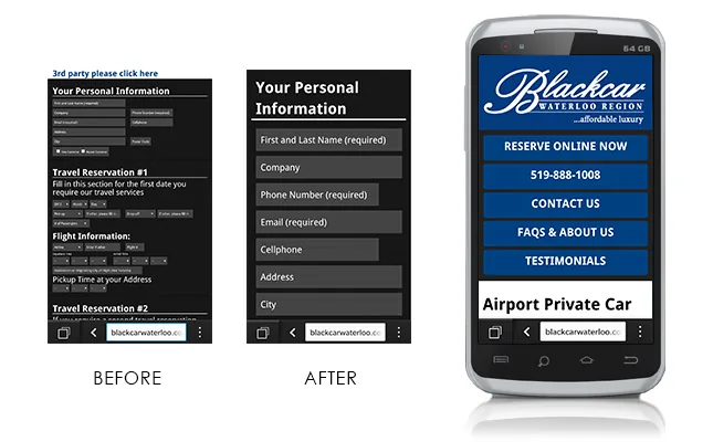 Blackcar Waterloo Mobile Website project screenshot