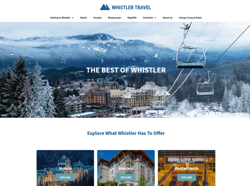 Whistler Travel project screenshot