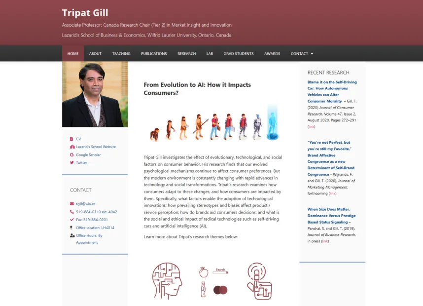 Professor Tripat Gill project screenshot