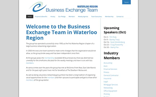 Waterloo Region Business Exchange Team project screenshot