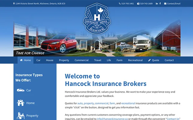 Hancock Insurance Website Re-Design 2015 project screenshot