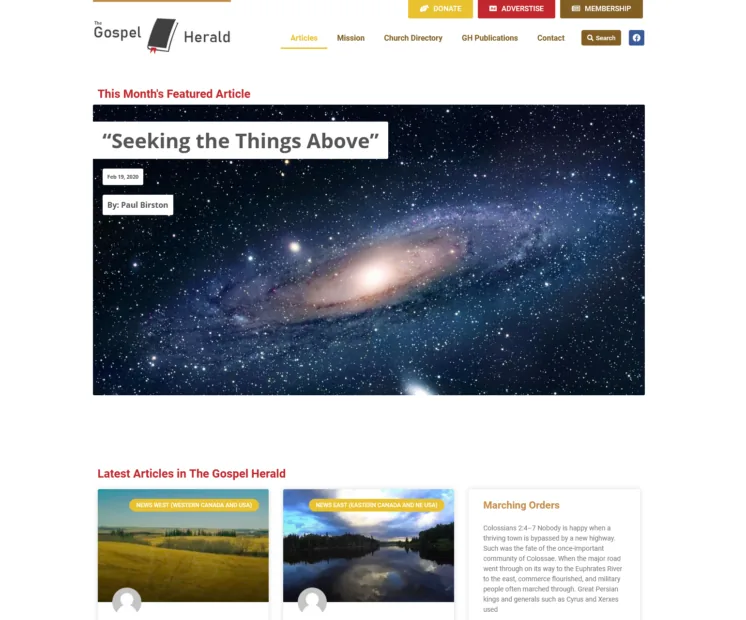 The Gospel Herald Website project screenshot