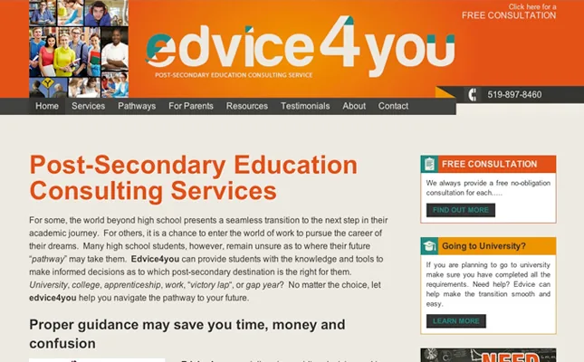 Edvice4You Website project screenshot