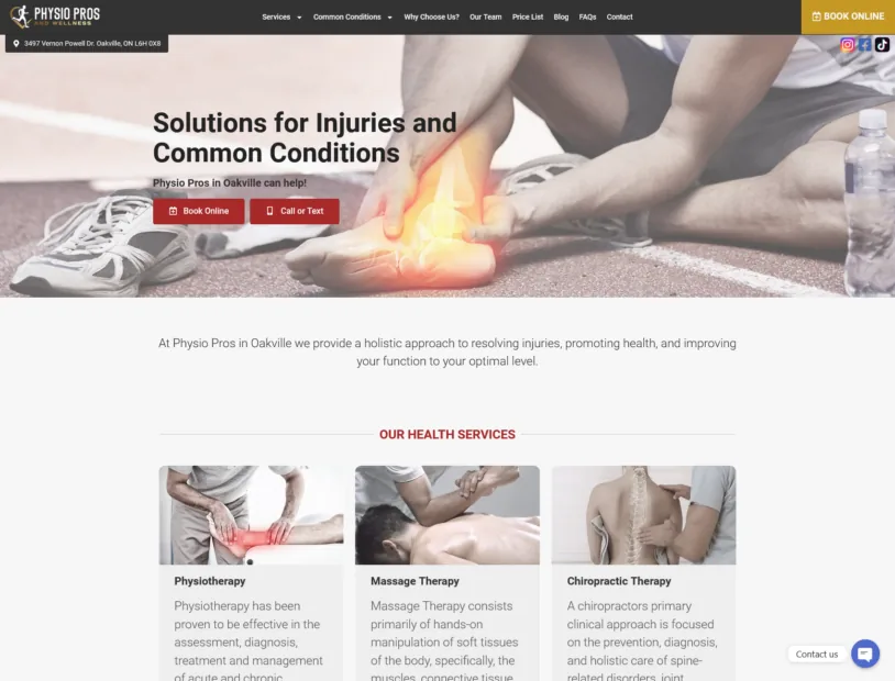 Physio Pro's Oakville project screenshot