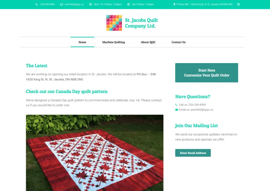 St. Jacobs Quilt Company project screenshot