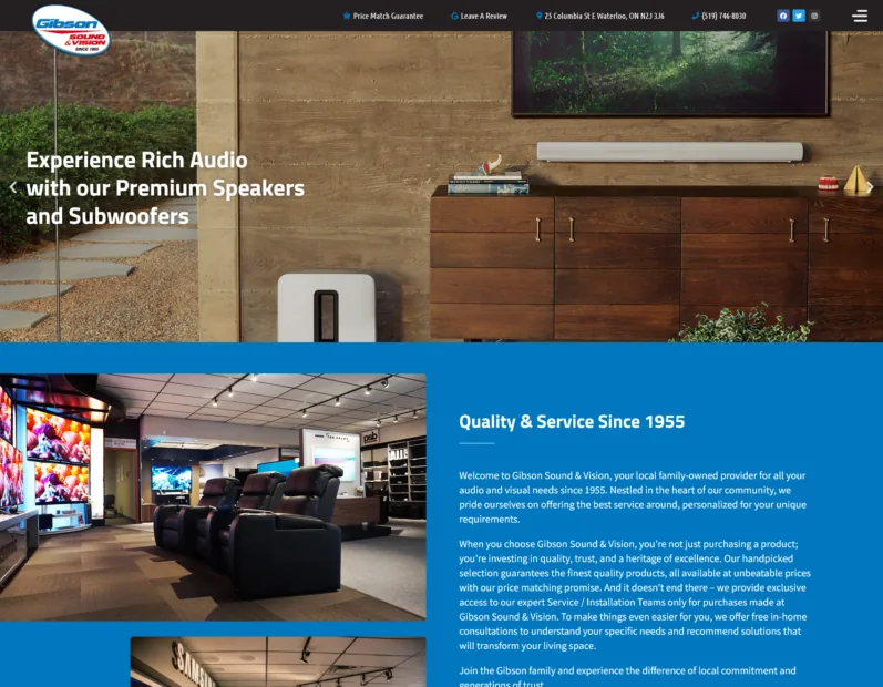 Gibson Sound & Vision Website Refresh project screenshot