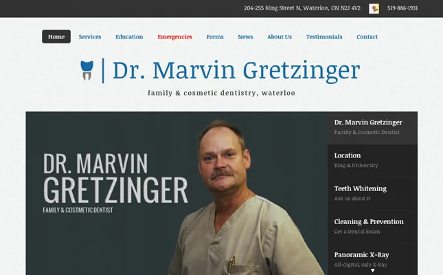 Dr. Marvin Gretzinger - Dentist project screenshot