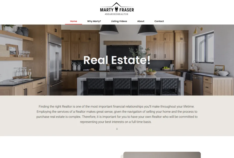 Marty Fraser Realtor Website project screenshot