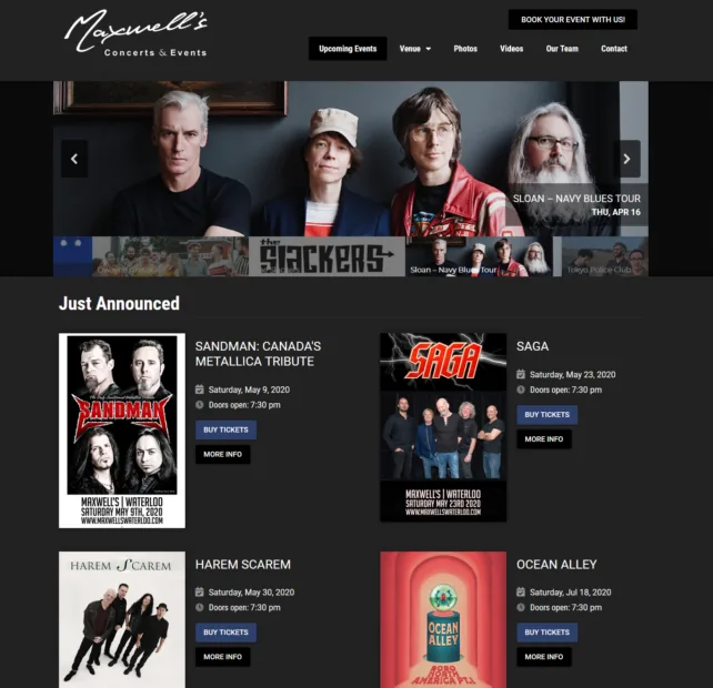 Maxwells Waterloo Concerts & Events project screenshot