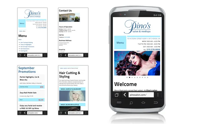 Pino Salon Mobile Website project screenshot