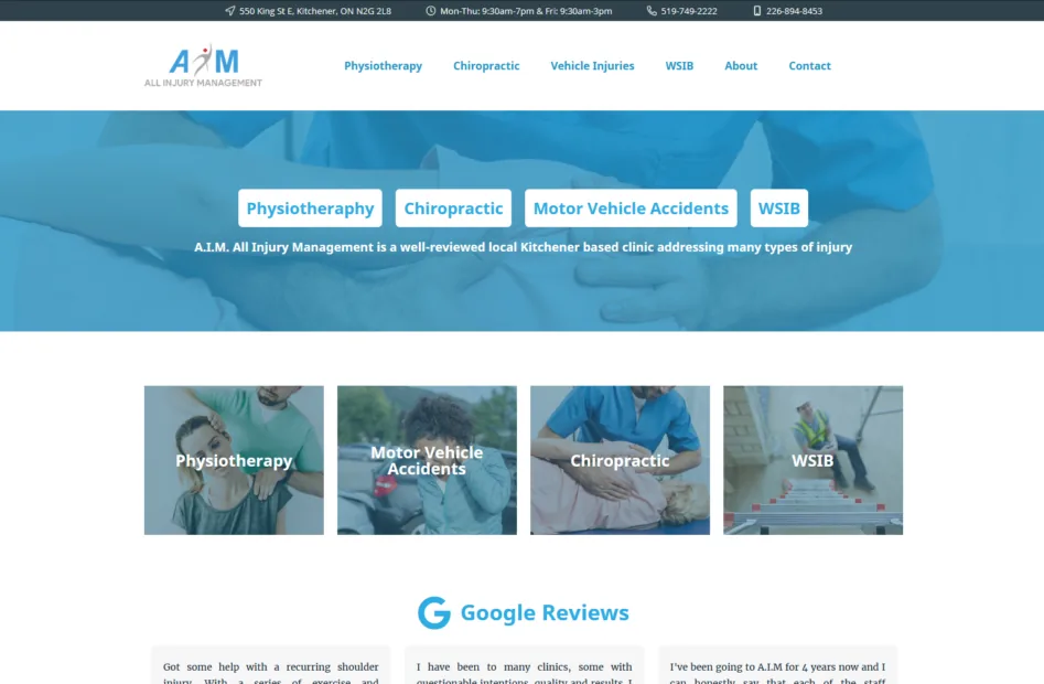 All Injury Management Clinic in Kitchener project screenshot