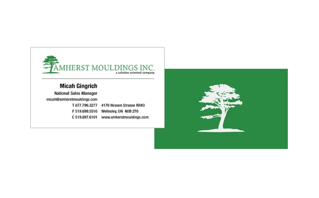 Amherst Mouldings Business Card project screenshot
