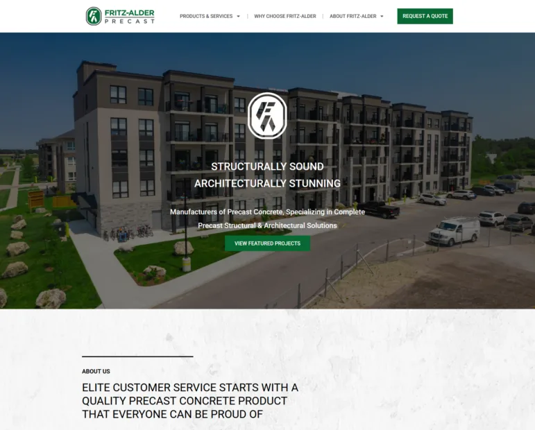 Fritz-Alder Precast Website project screenshot