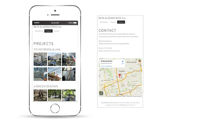Beta & Associates Mobile Website project screenshot
