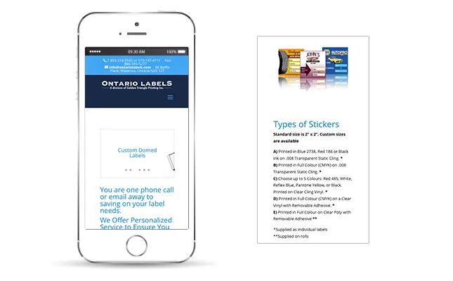Ontario Labels - Mobile Website project screenshot