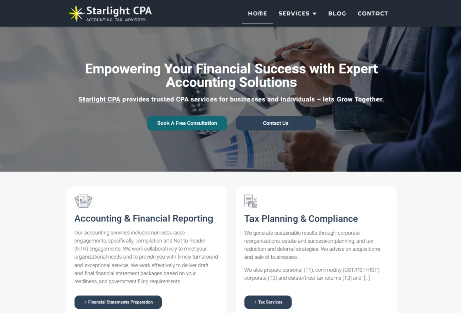 Starlight CPA Accountants Website project screenshot