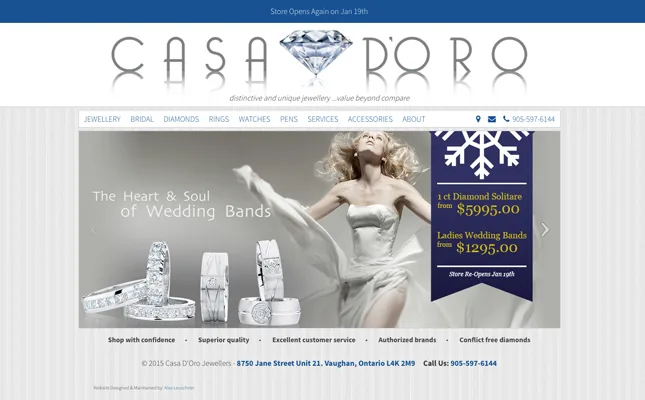 Casa D'oro Jewellery Store Website project screenshot