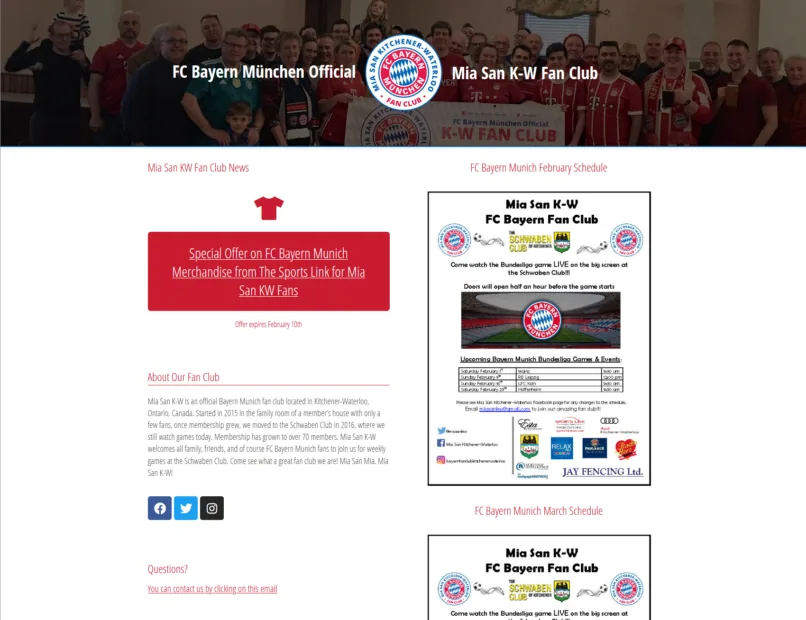 Mia San KW - Bayern Munich Fan Club Website project screenshot