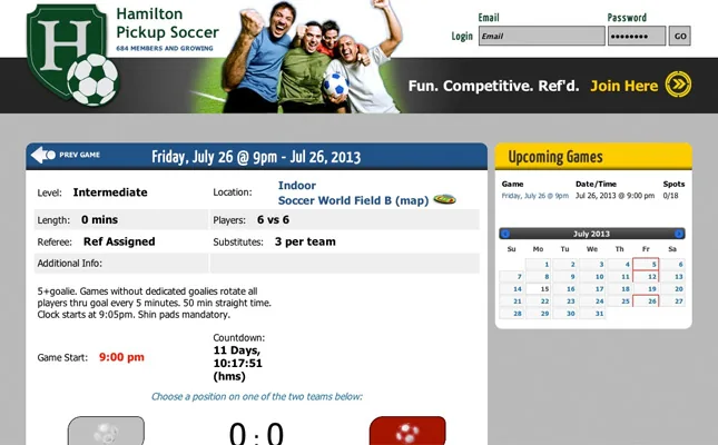 Hamilton Pickup Soccer project screenshot