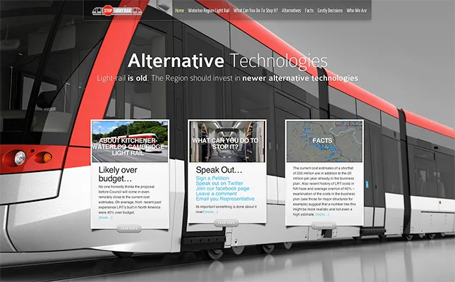 Stop Light Rail in KW Website project screenshot