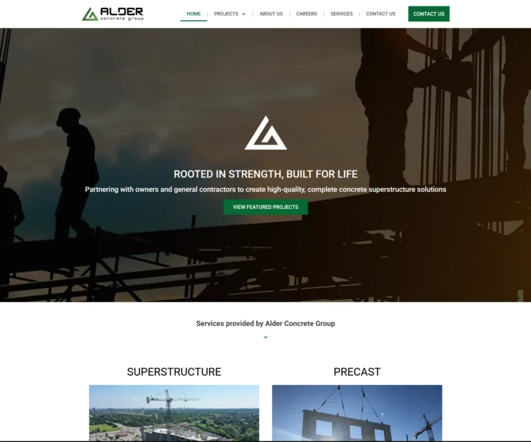 Alder Concrete Group Website project screenshot